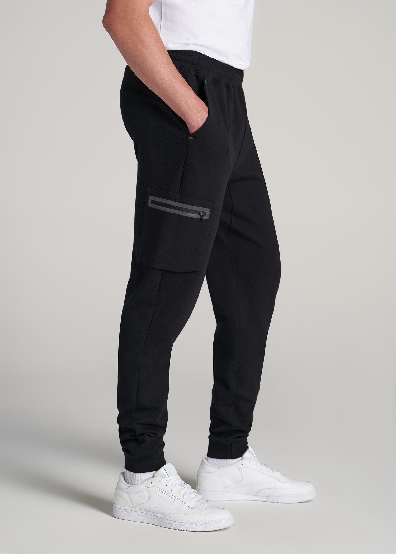 Utility Fleece Cargo Joggers for Tall Men in Black Male Product Image