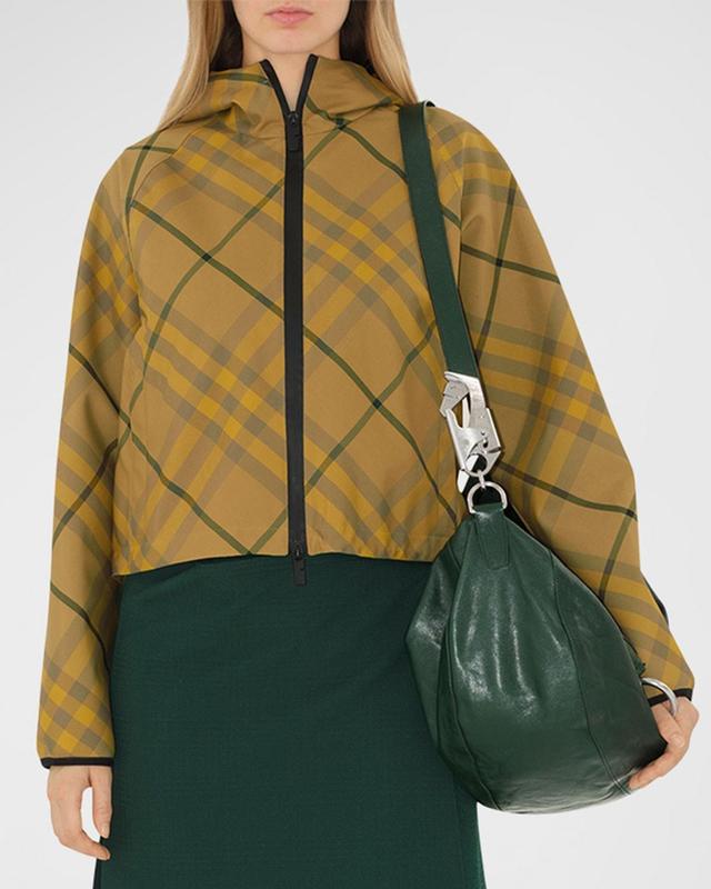 Womens Checkered Twill Cropped Jacket Product Image