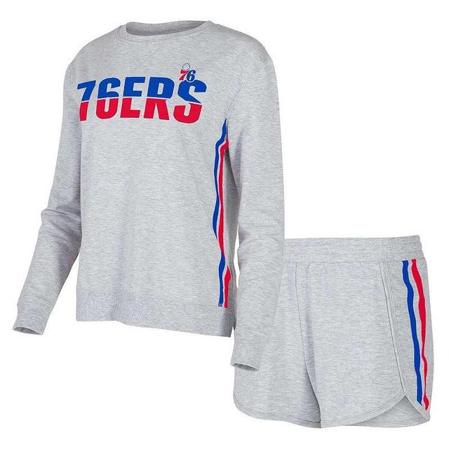 Womens Concepts Sport Gray Philadelphia 76ers Cedar Long Sleeve T-Shirt & Shorts Sleep Set Product Image