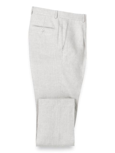 Linen Chambray Twill Single Pleat Pants - Ivory Product Image