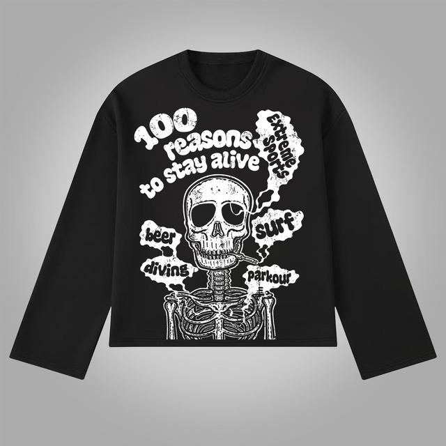 Sopula 100 Reasons To Stay Alive Graphics Print Cotton Long Sleeve T-Shirt Product Image