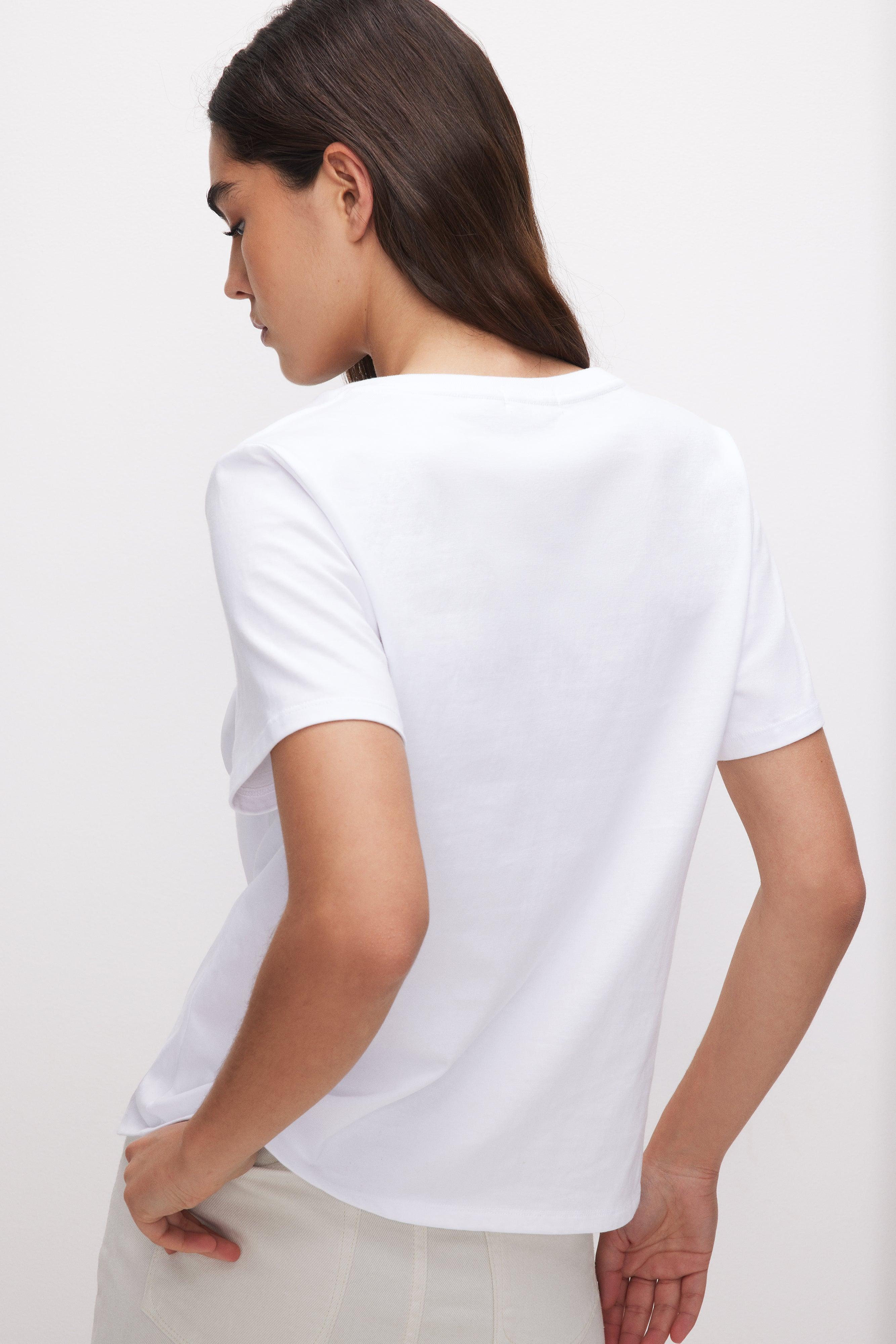 COTTON CLASSIC V-NECK TEE | WHITE001 Product Image