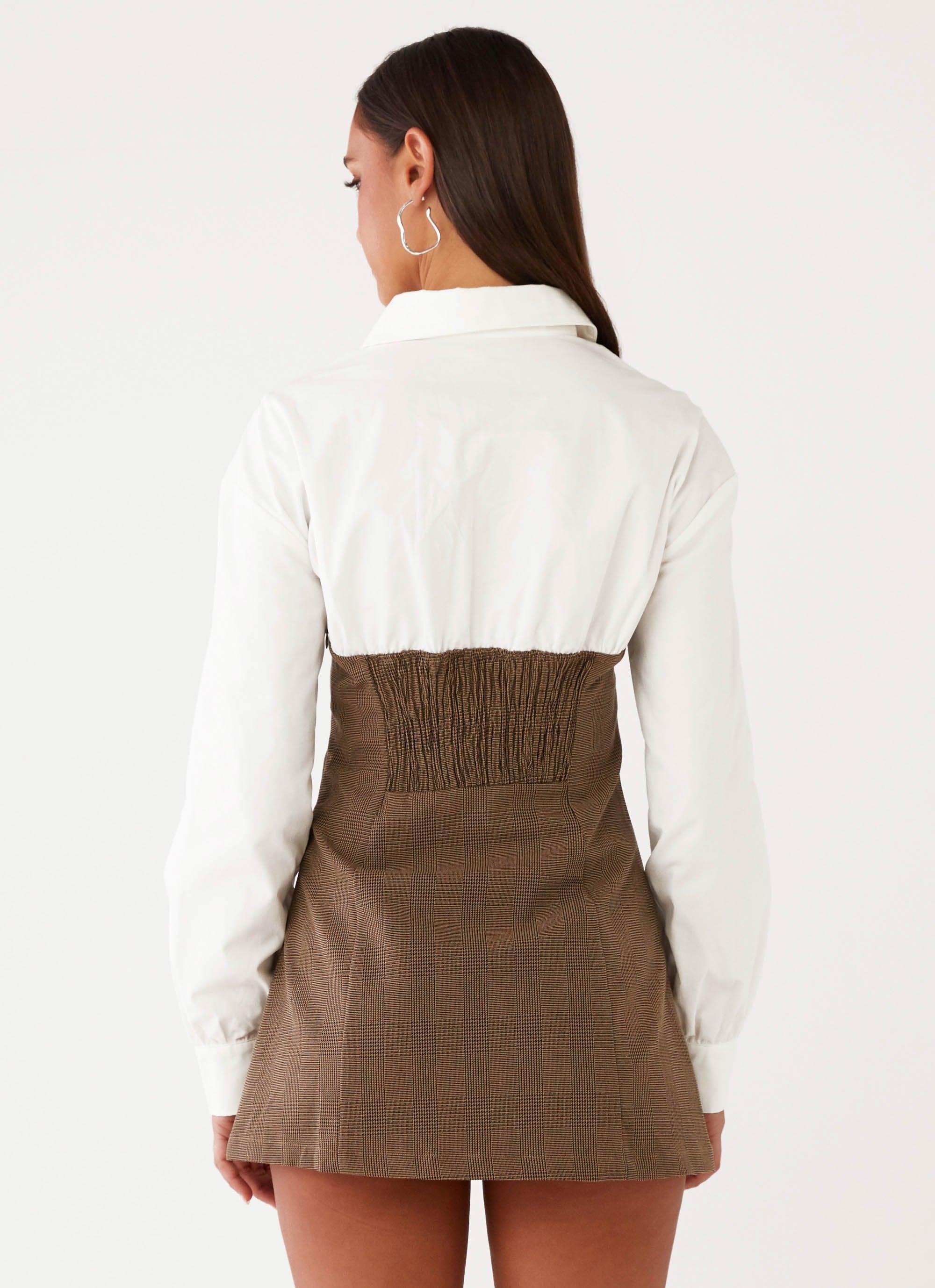 Adelaide Shirt Mini Dress - Brown Product Image