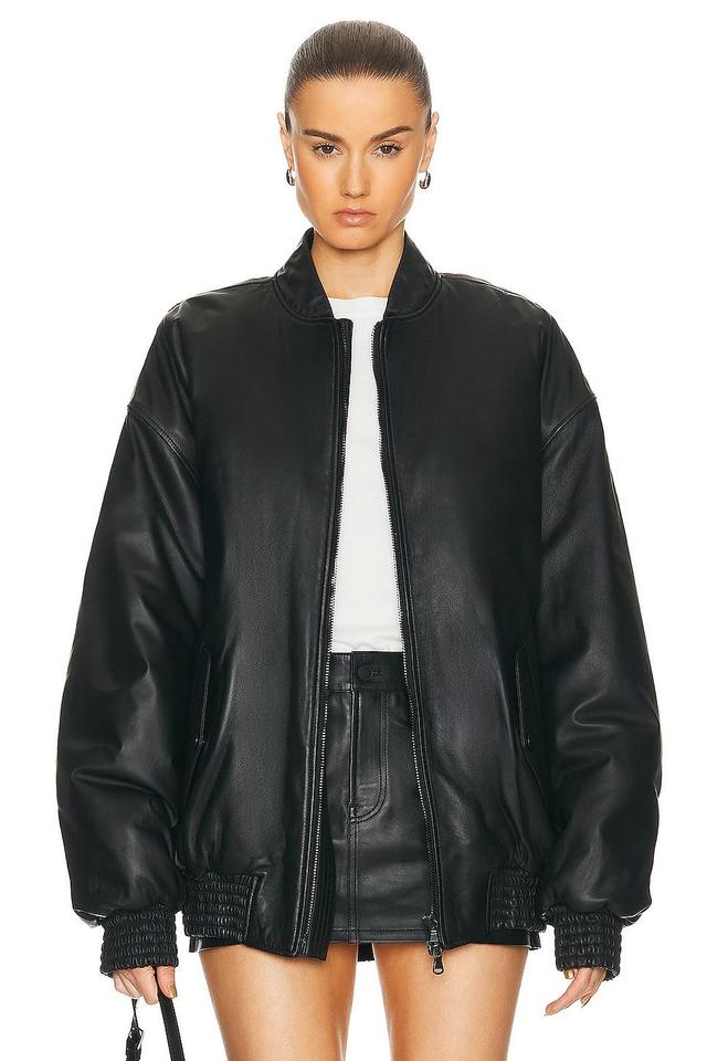 WARDROBE.NYC Leather Bomber Jacket Product Image