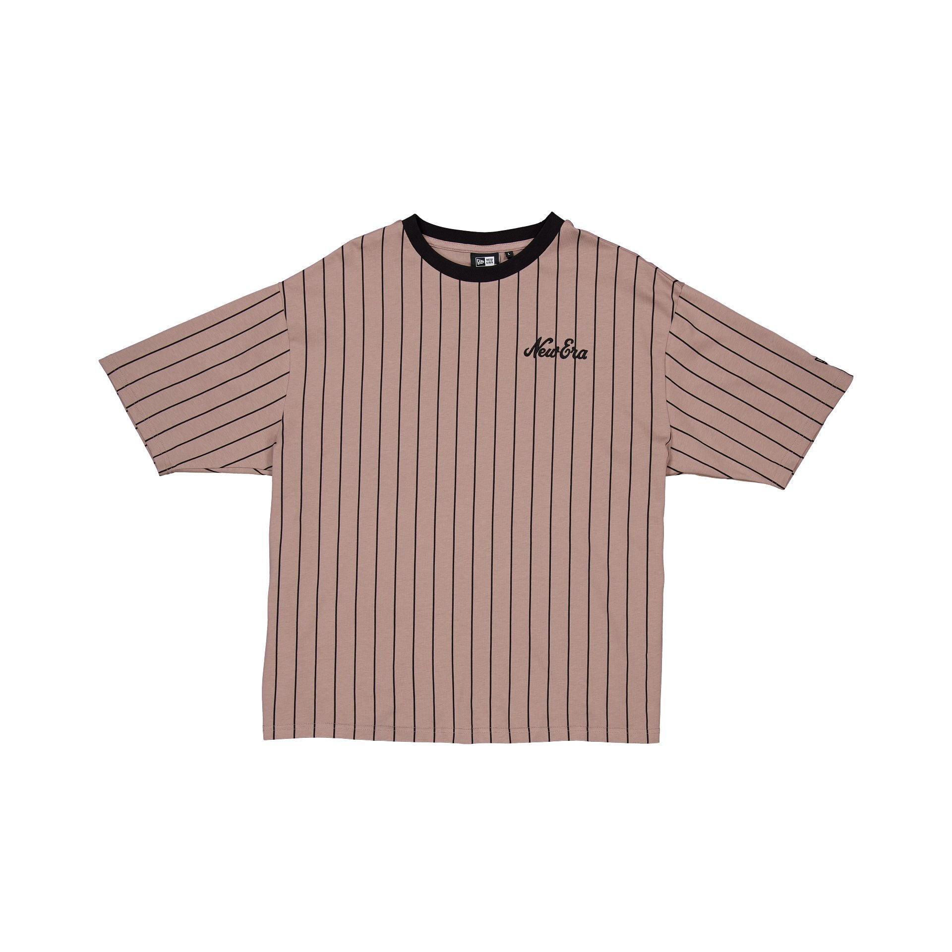 New Era Cap Essential Brown Pinstripe Oversized T-Shirt Male Product Image