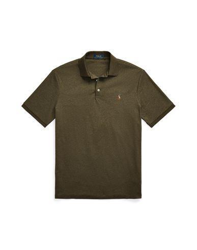 POLO RALPH LAUREN Custom Slim Fit Soft Cotton Polo Shirt Man Polo Shirt Military Green Size Xxl Cott Product Image