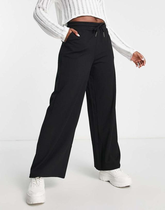 Noisy May drawstring wide leg pants in black Product Image