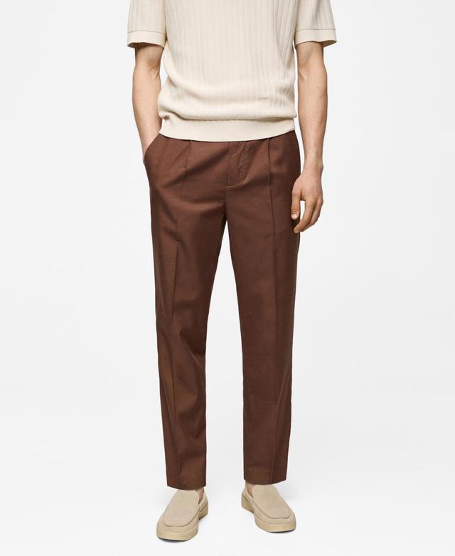 Mango Mens Cotton Lyocell Pleated Pants Product Image