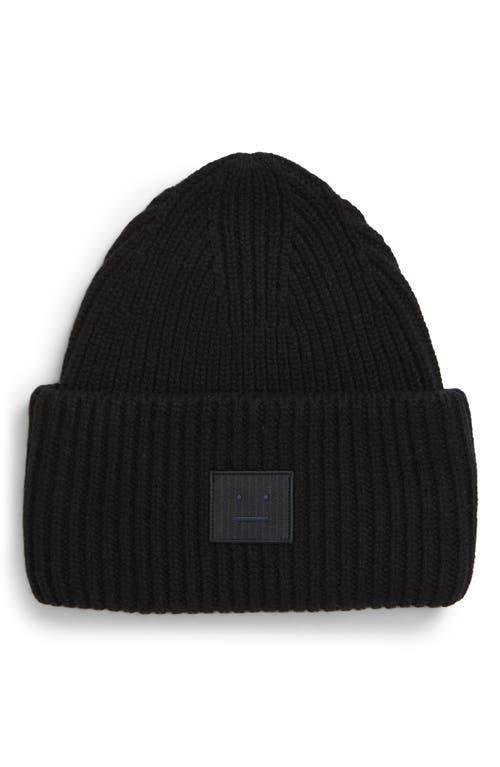 Acne Studios Pansy Face Patch Rib Wool Beanie Product Image