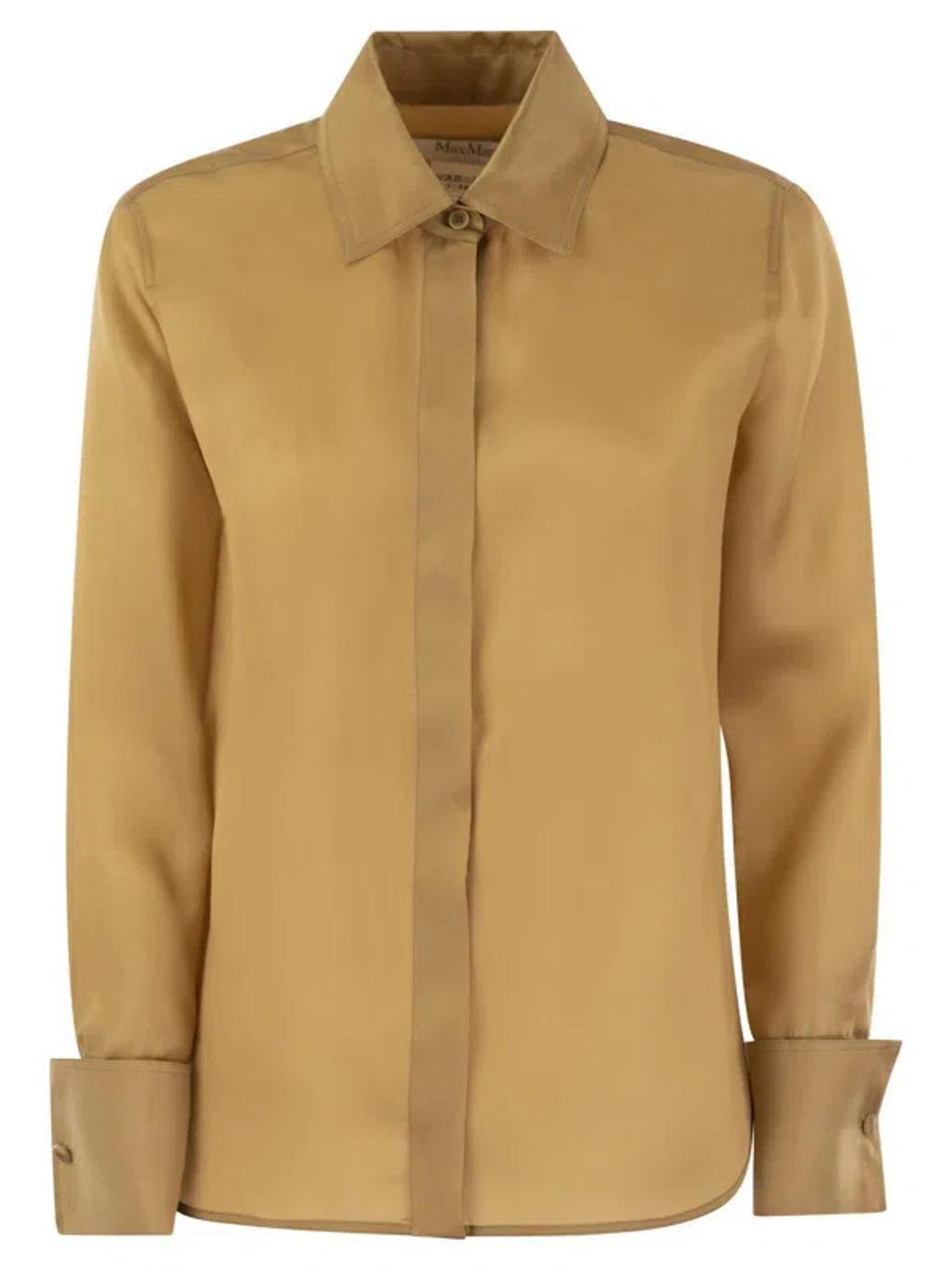 Nola Silk Organza Shirt In Leather Product Image