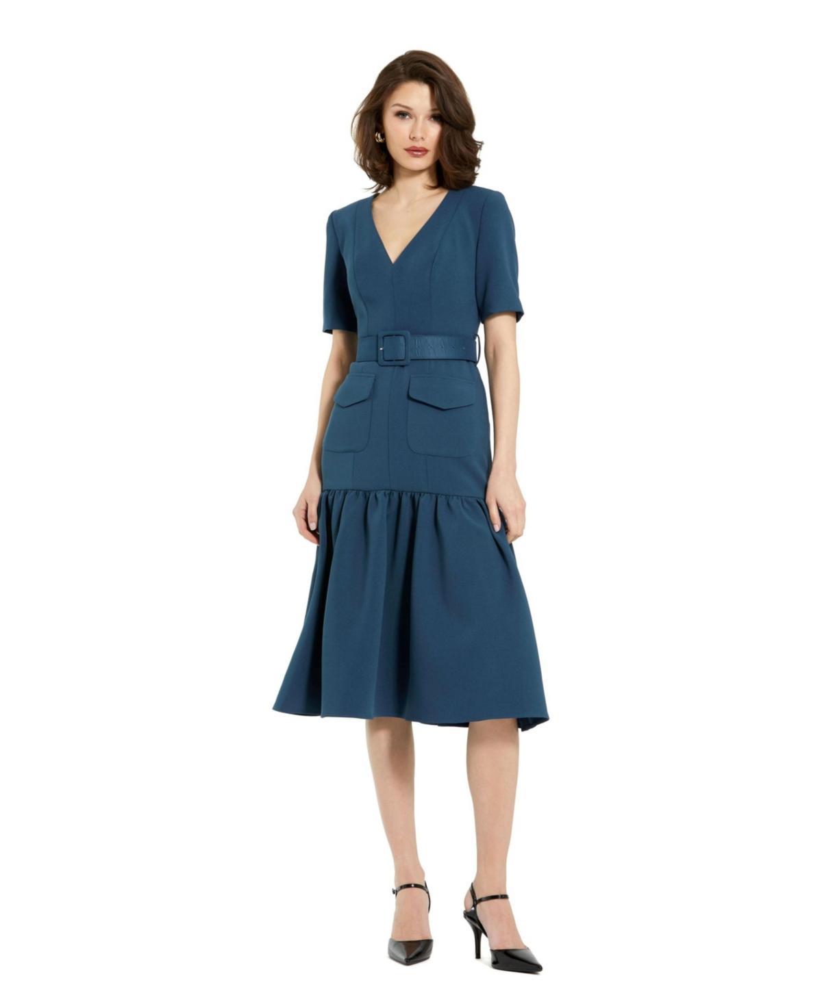 Womens Crepe Patch-Pocket Midi-Dress Product Image