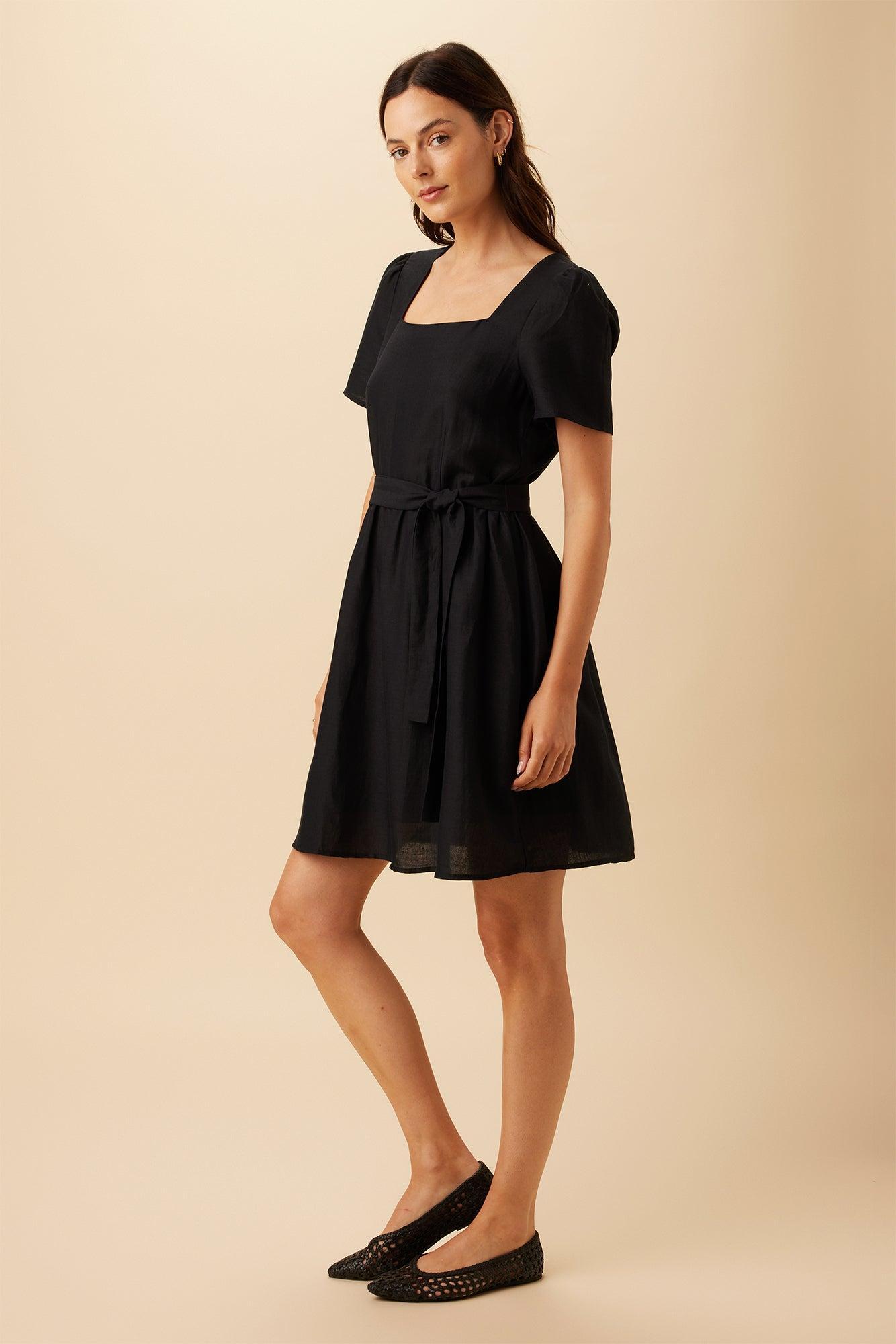 Ria Ramie Viscose Dress - Black - ReAmour Product Image