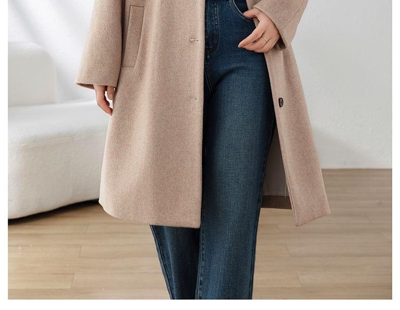 Collared Plain Button Coat Product Image