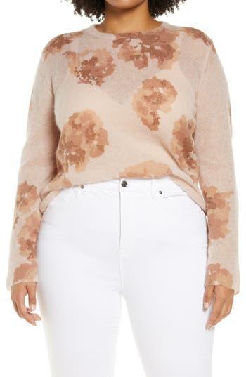 Plus Dahlia Print Alpaca & Mohair-blend Sweater In Beige Product Image