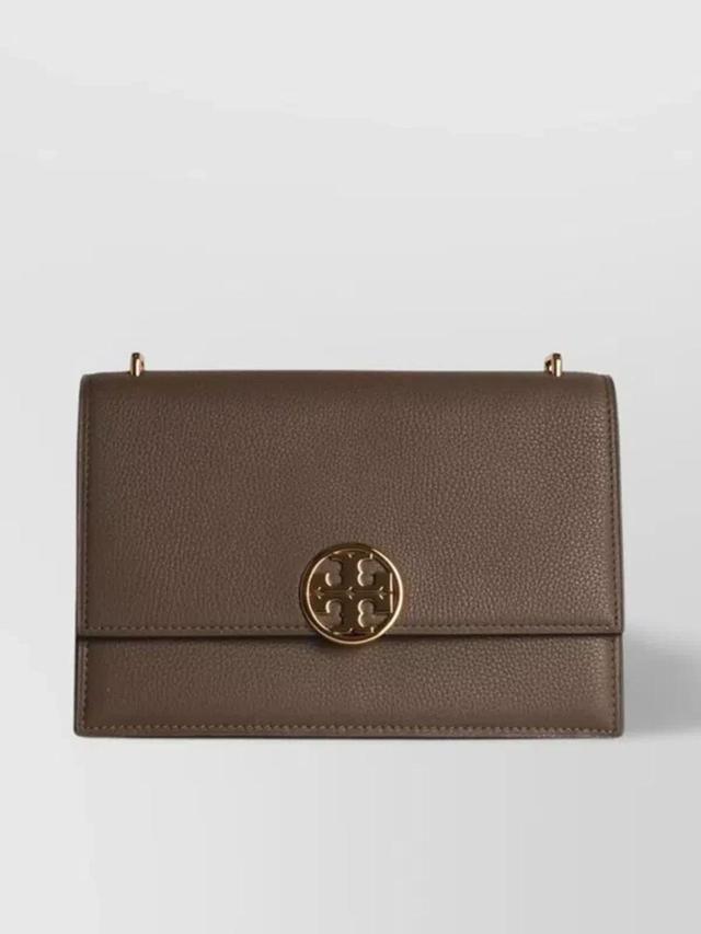 TORY BURCH 'miller' Leather Crossbody Bag In Grey Product Image