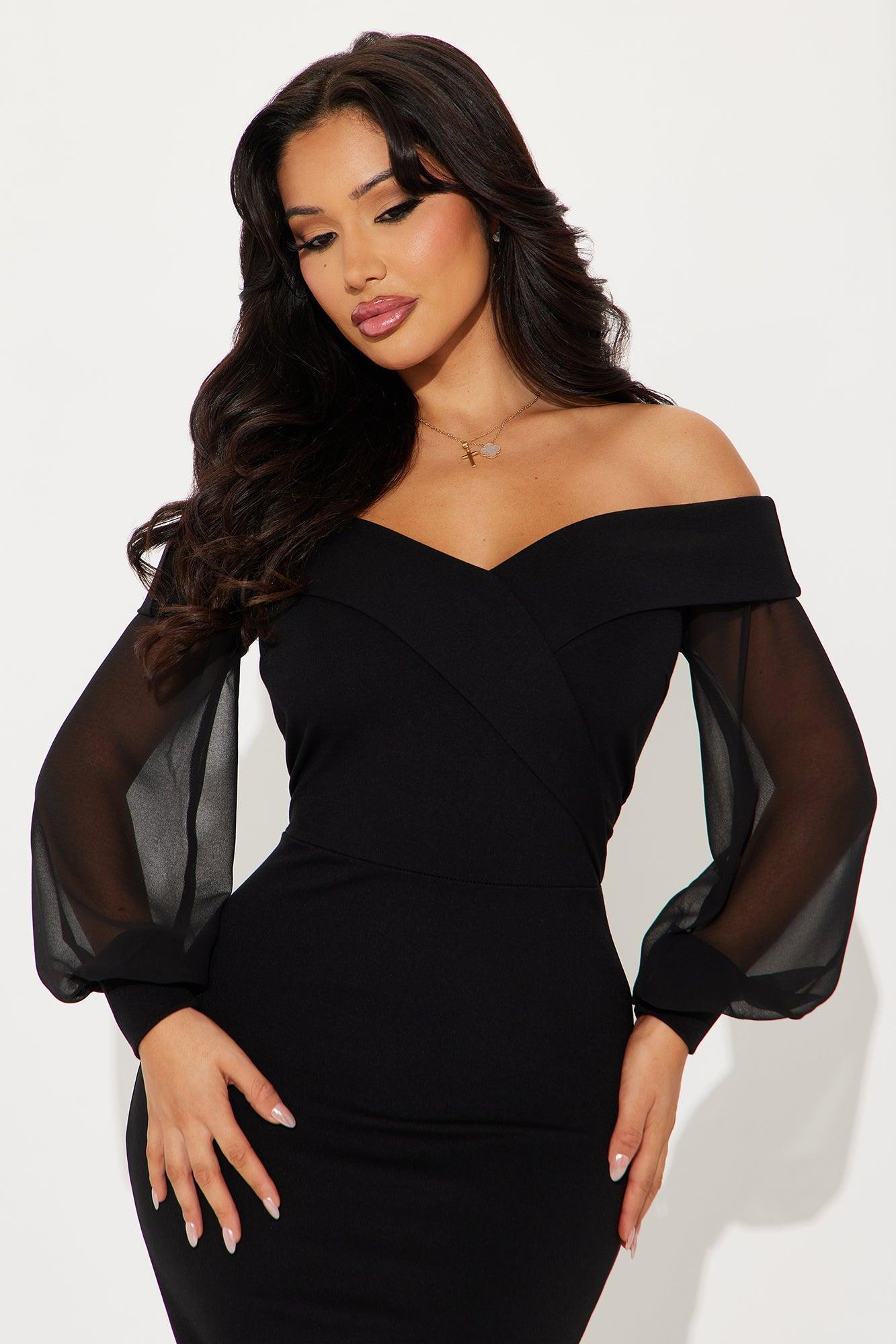 Mirabella Off Shoulder Midi Dress - Black Product Image