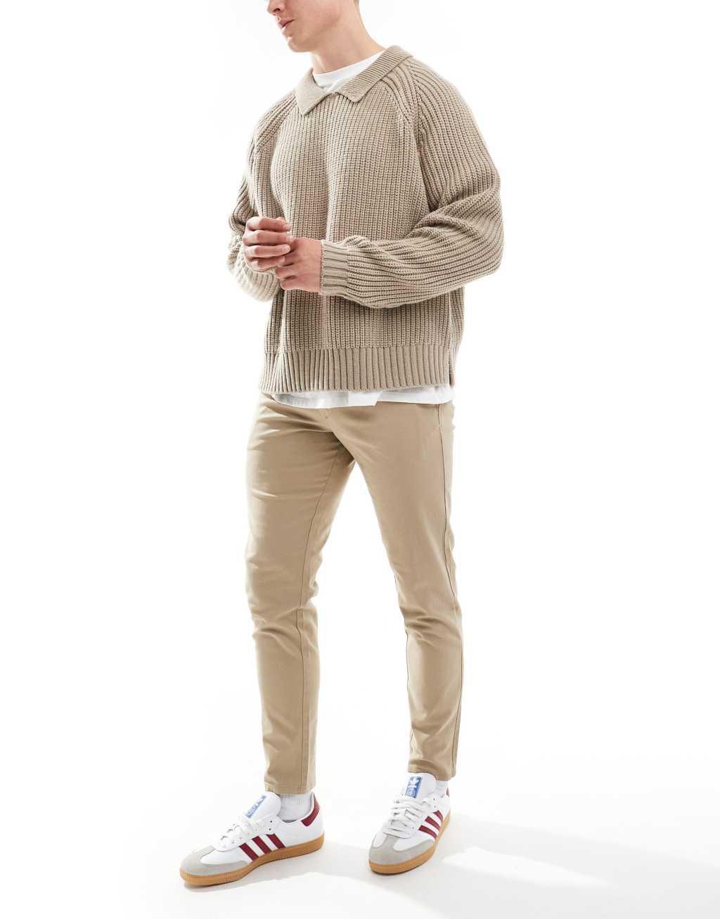 JJ Rebel slim fit chino pants in beige Product Image