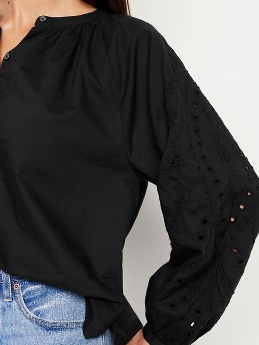 Split-Neck Button-Down Top Product Image