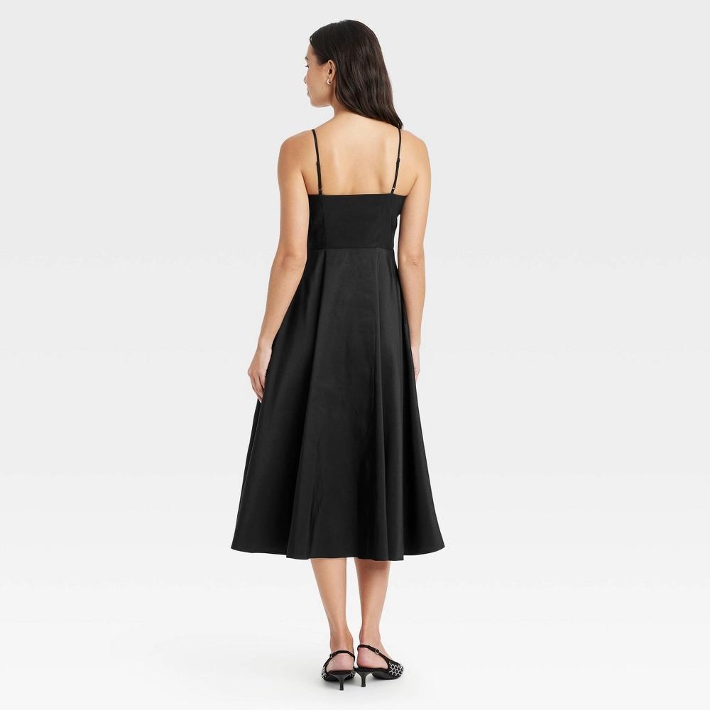 Women's Bow Midi Dress - A New Day™ Black 10 Product Image