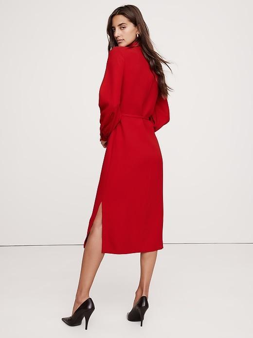 Crepe Mock-Neck Midi Dress Product Image