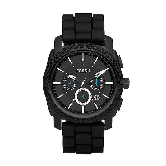 Fossil Fs4487 Elegant Japanese Movement Fashionable Machine Chronograph Black Silicone Watch Product Image