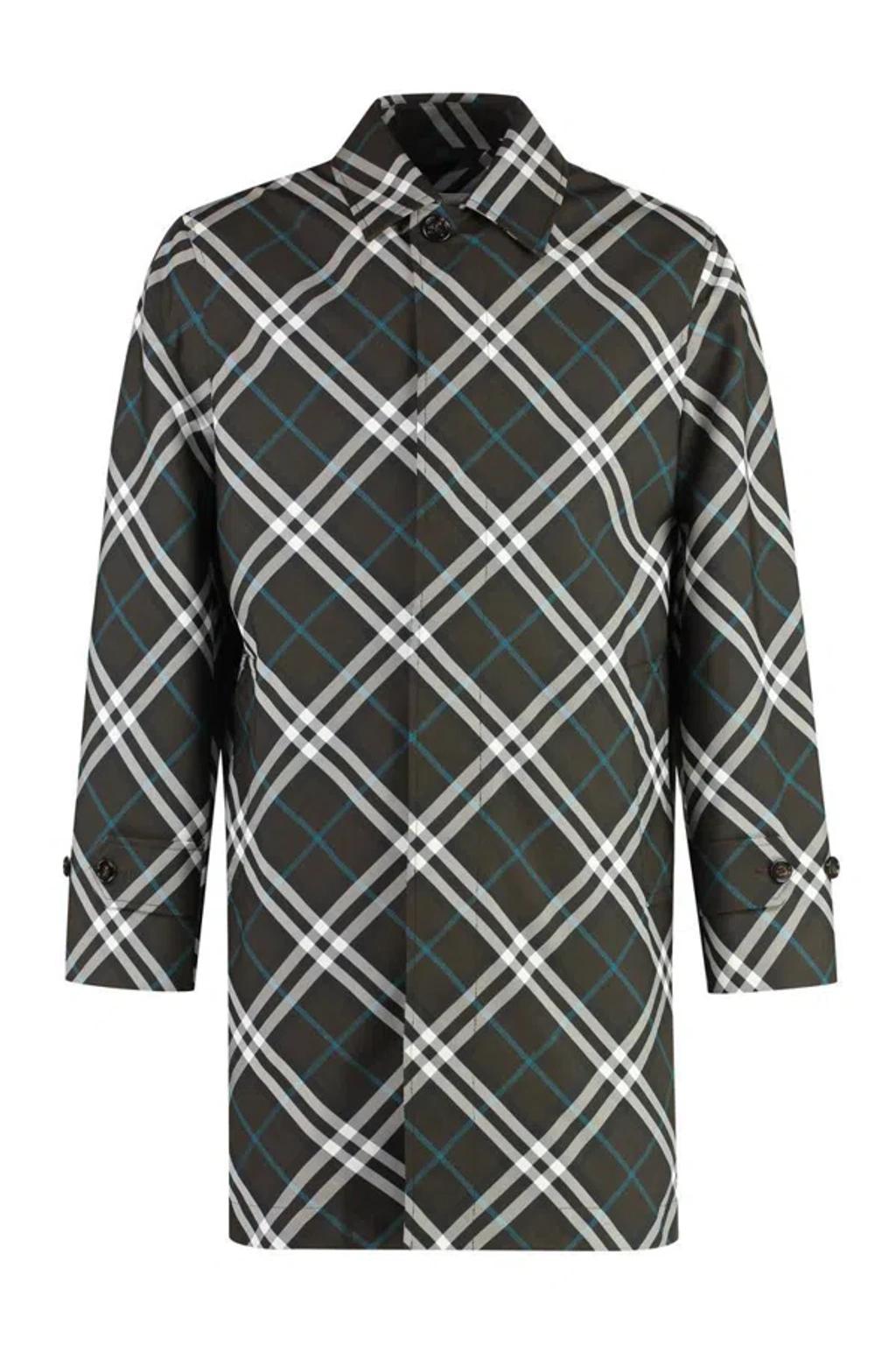 BURBERRY Check Car Coat In Green Product Image