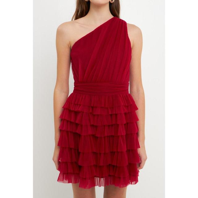 Womens Tiered Tulle Mini Dress Product Image