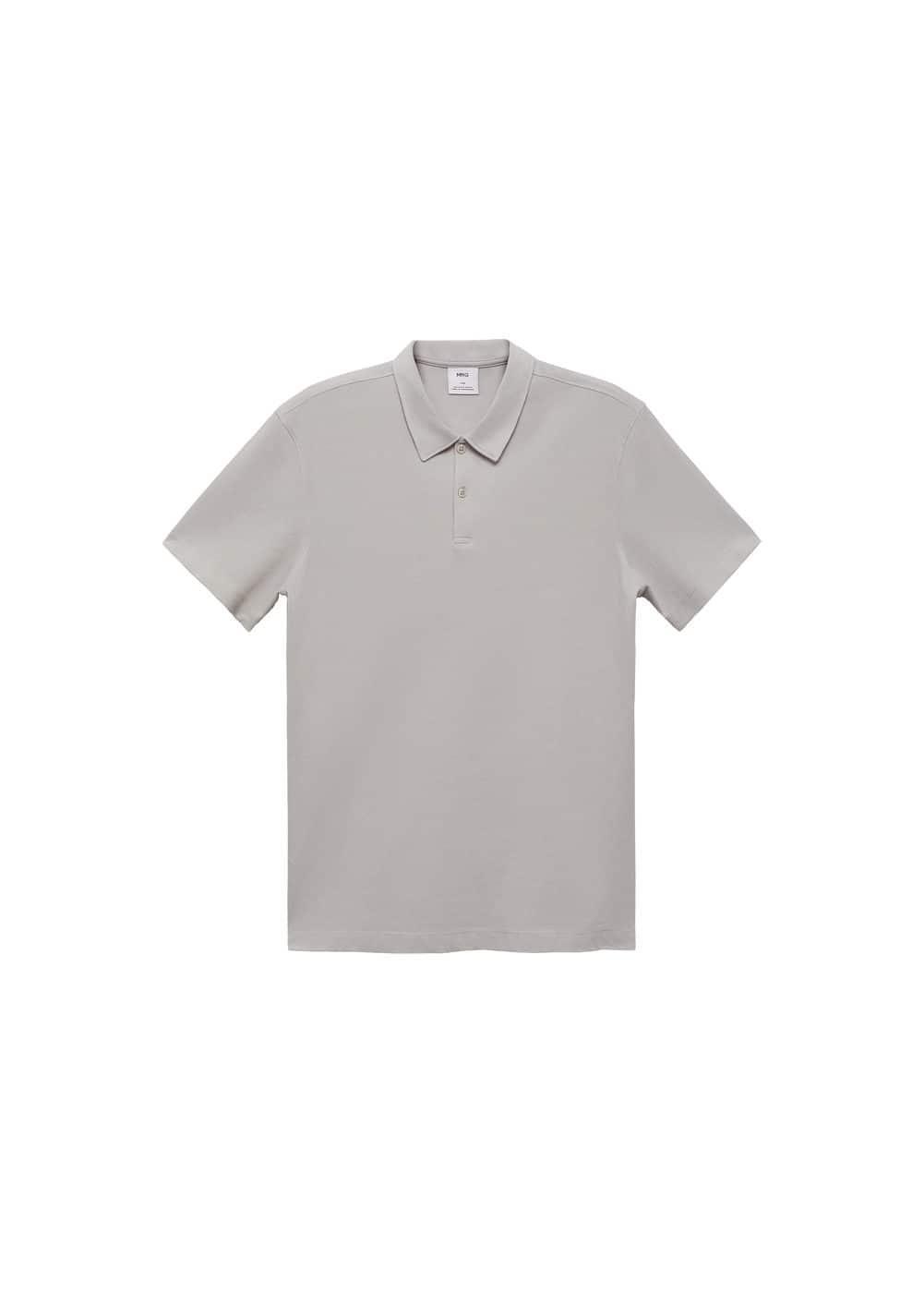 Slim-fit cotton piqué textured polo shirt - Men | MANGO USA Product Image