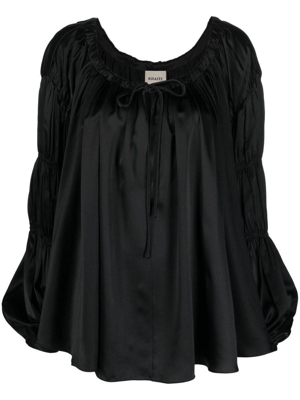 Leny Off-the-shoulder Silk Top In Black Product Image