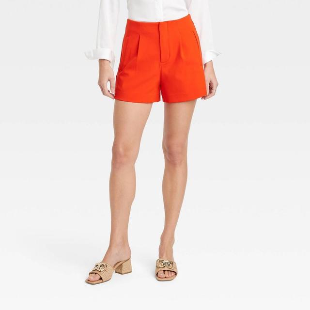 Womens High-Rise Tailored Shorts - A New Day Red 4 Product Image