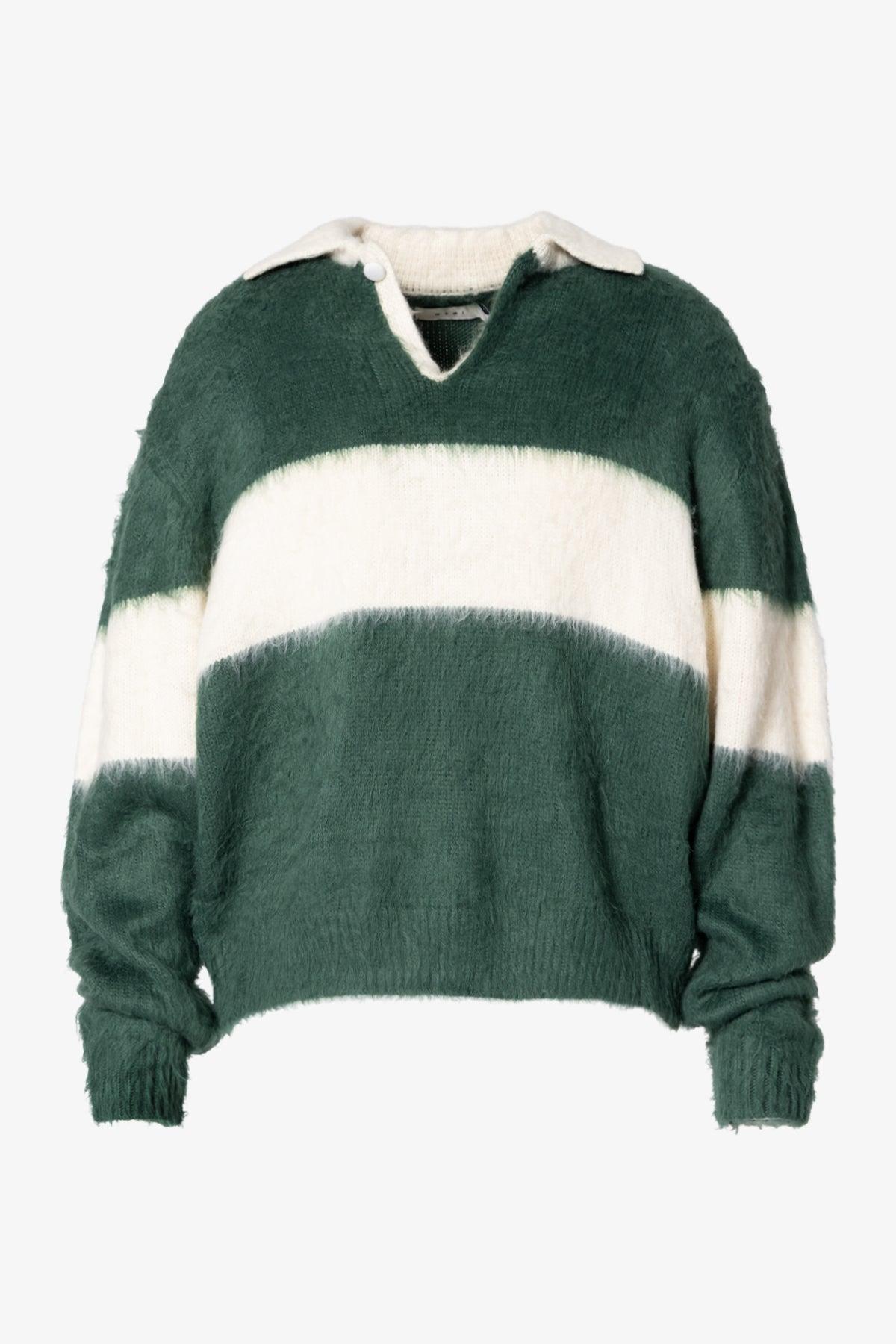 Mohair Rugby Sweater - Green/White Product Image