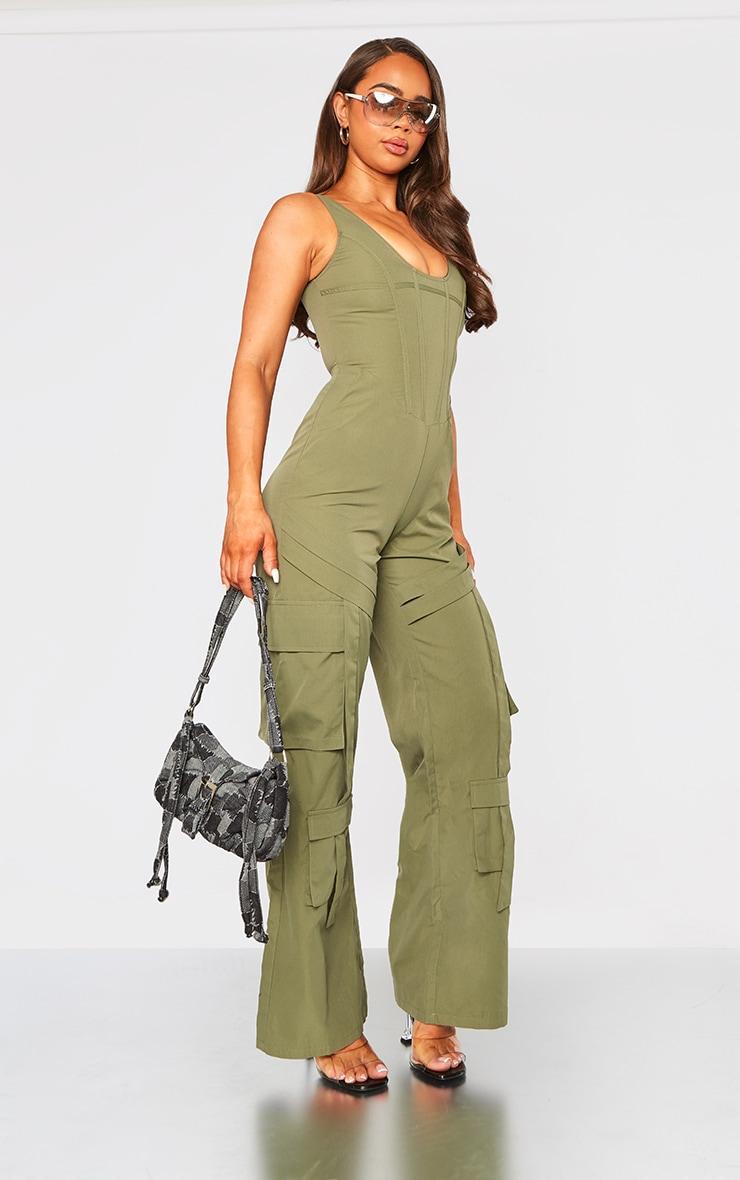 Khaki Corset Utility Jumpsuit Product Image