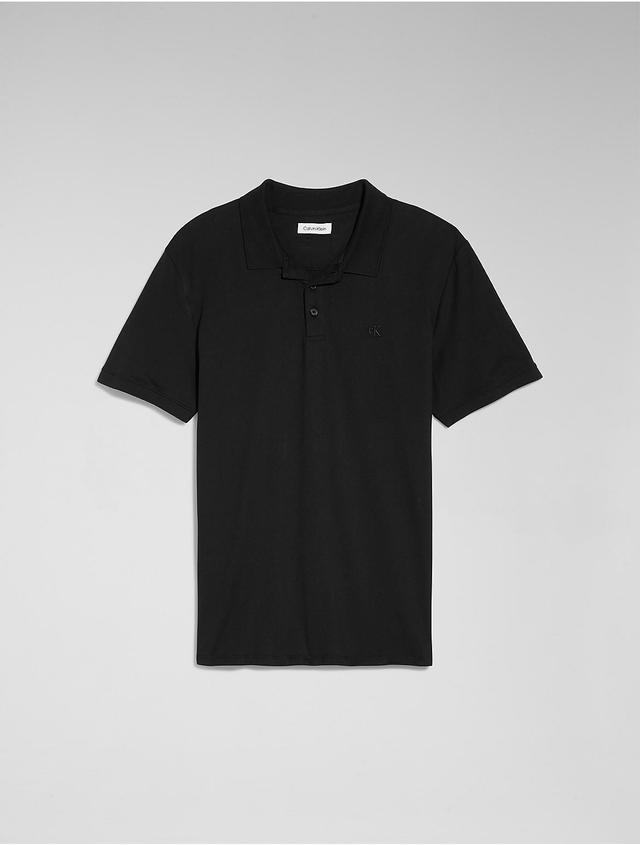 Calvin Klein Mens Smooth Cotton Polo Shirt - Black - L Product Image