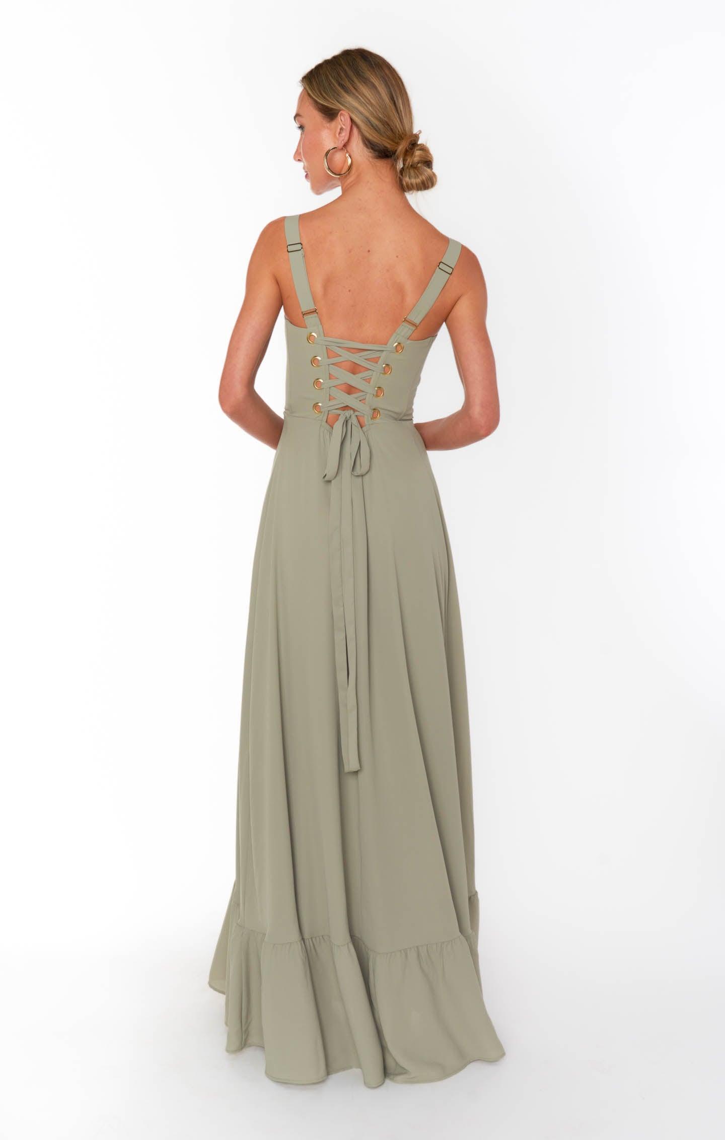 Clarissa Corset Dress ~ Moss Green Crisp Product Image