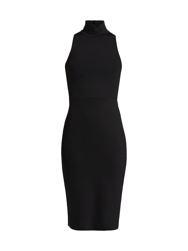 Womens Neoprene Turtleneck Midi-Dress Product Image