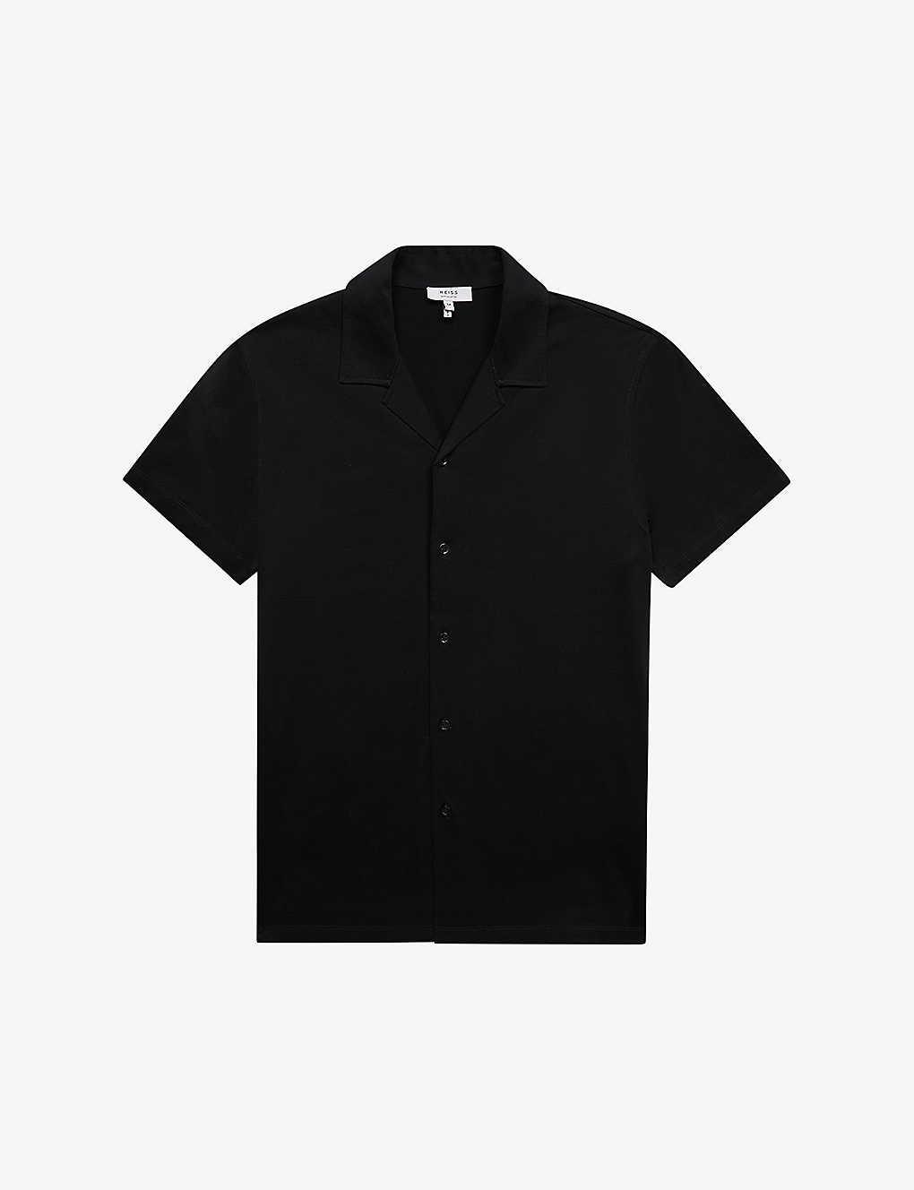 REISS Mens Black Caspa Regular-fit Cotton Shirt Product Image