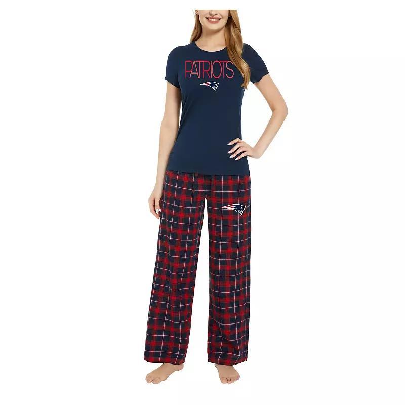 Womens Concepts Sport /Red New England Patriots ArcticT-Shirt & Flannel Pants Sleep Set Blue Product Image