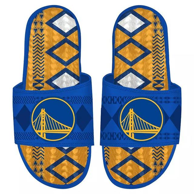 Mens ISlide Royal Golden State Warriors Shooting Touch Rwanda Pattern Gel Slide Sandals Product Image