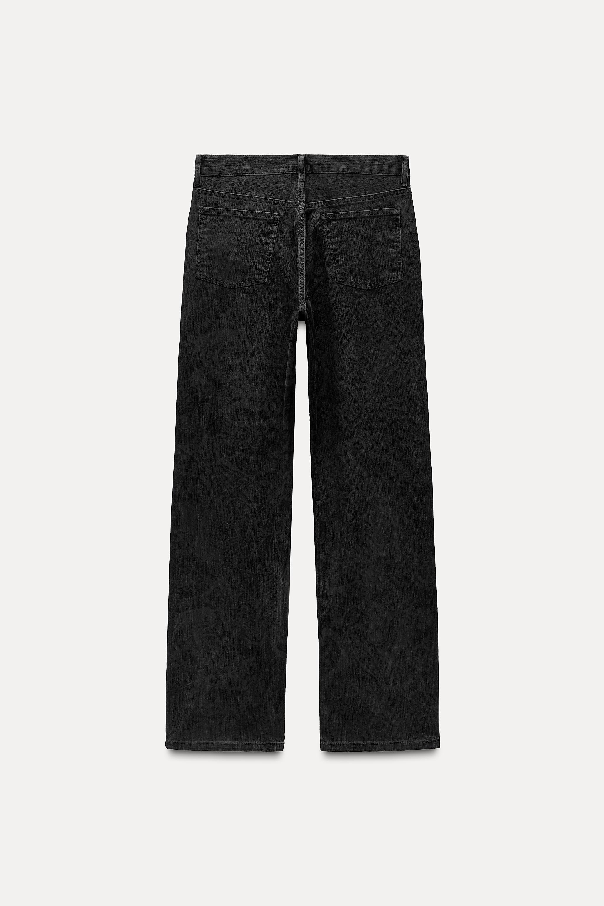 STRAIGHT CUT MID RISE FLOCKED JEANS ZW COLLECTION Product Image