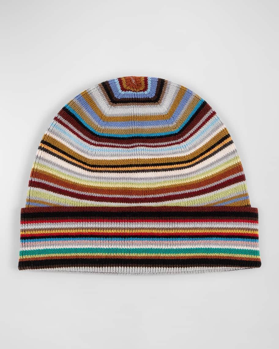 Mens Merino Wool Signature Stripe Beanie Hat Product Image