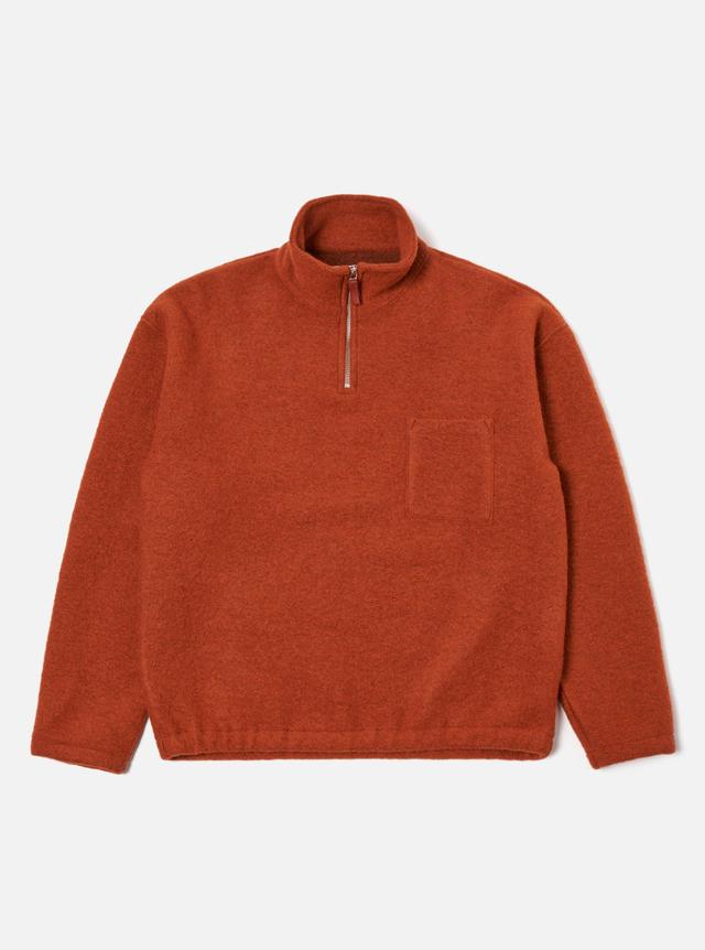 Universal Works Ramsay Quarter Zip in Orange Wool Fleece Product Image