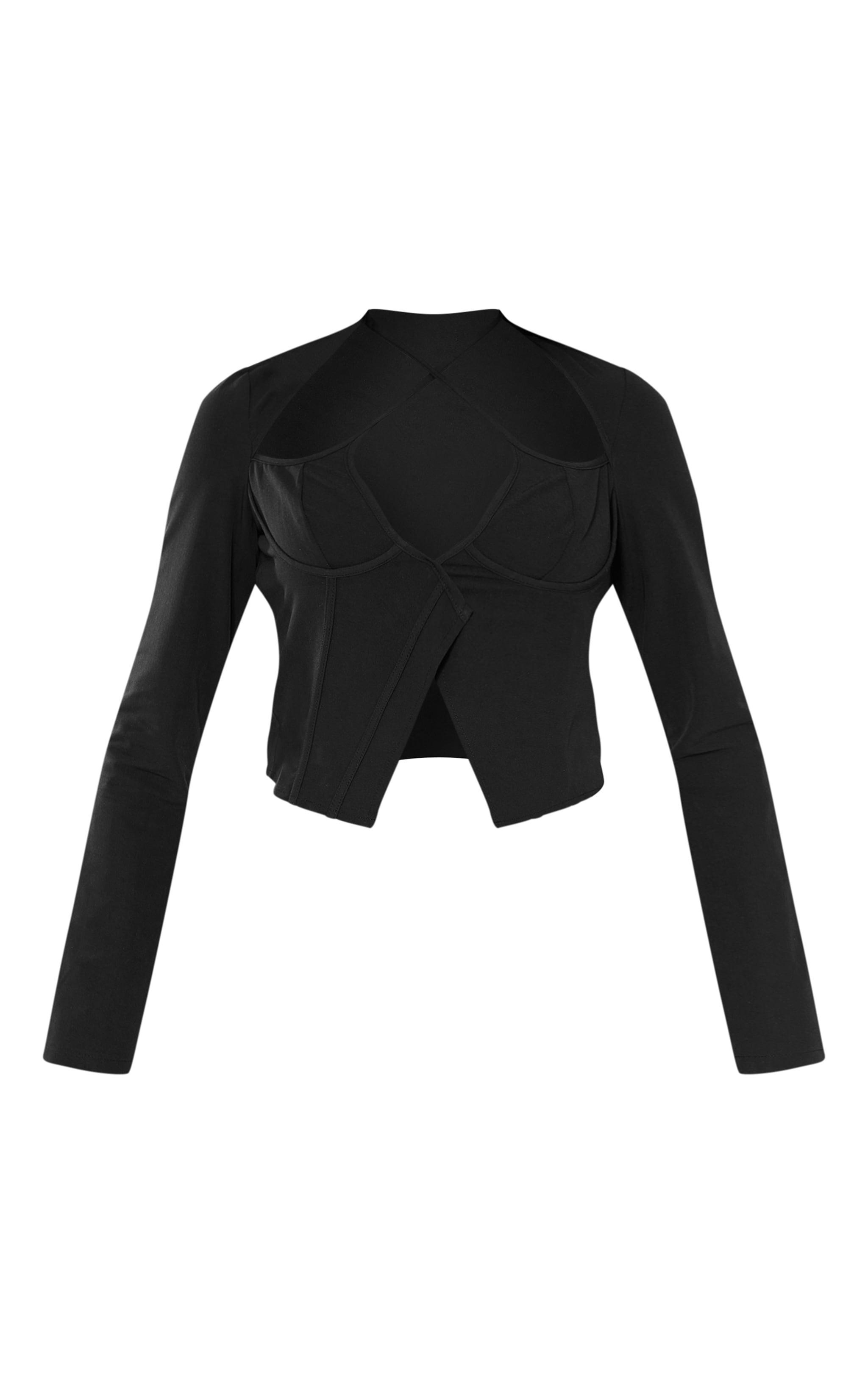 Black Bust Detail Long Sleeve Top Product Image