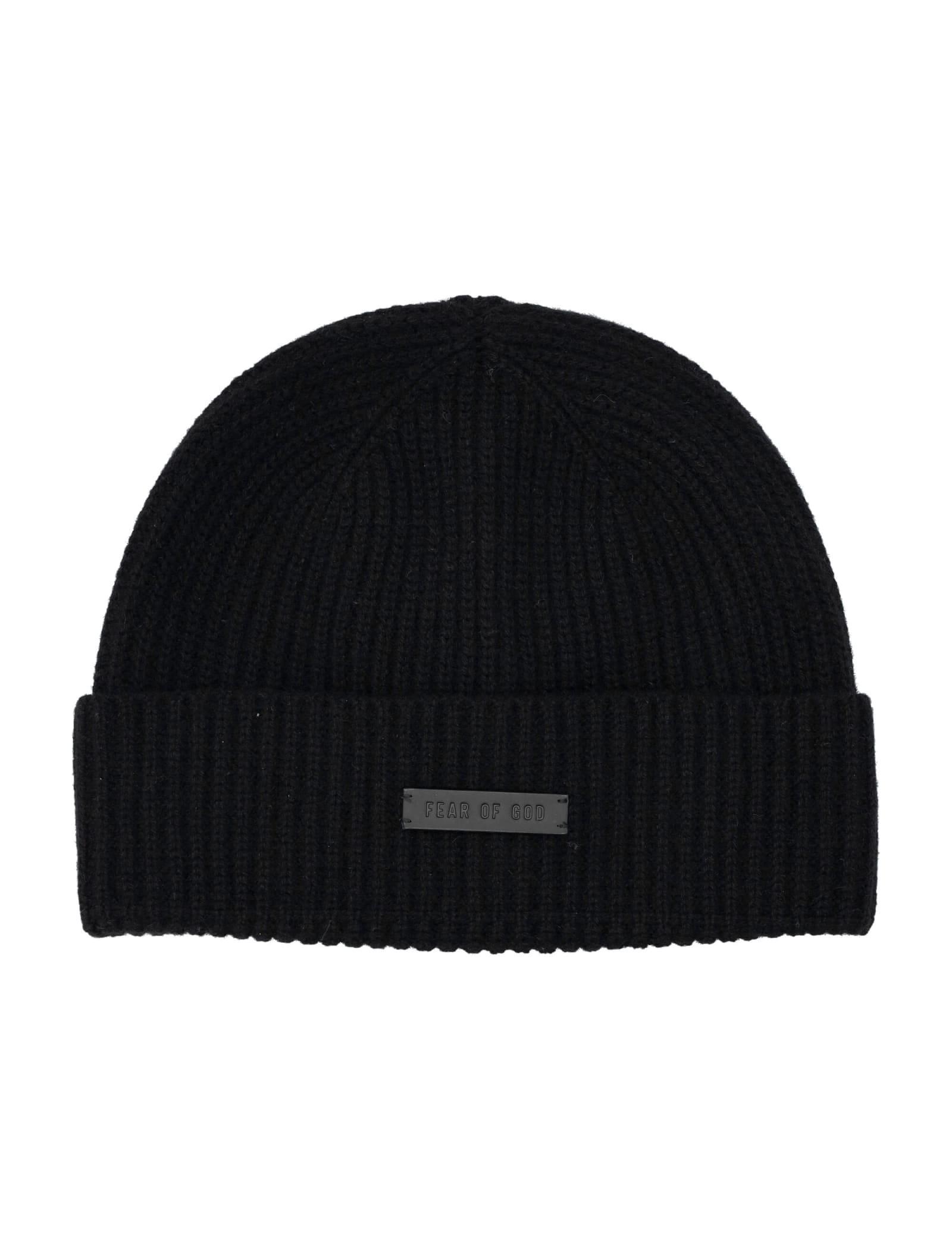 Black Cashmere Beanie For Men Product Image