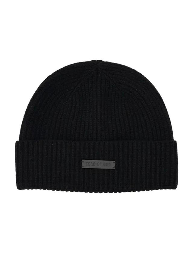 Black Cashmere Beanie For Men Product Image