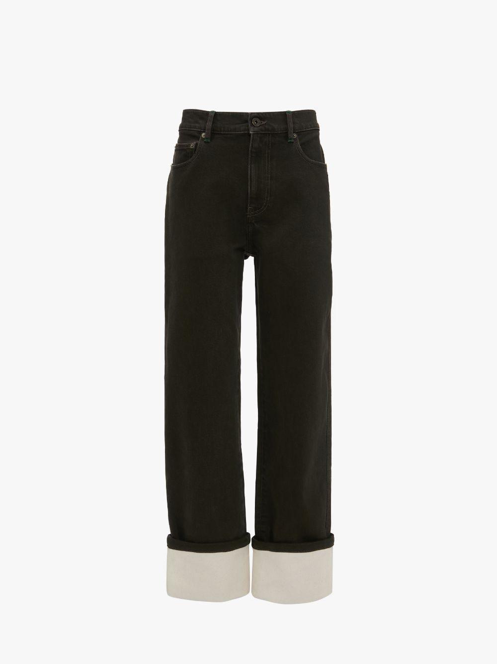 CONTRAST TURN-UP DENIM JEANS in black | JW Anderson US  product image