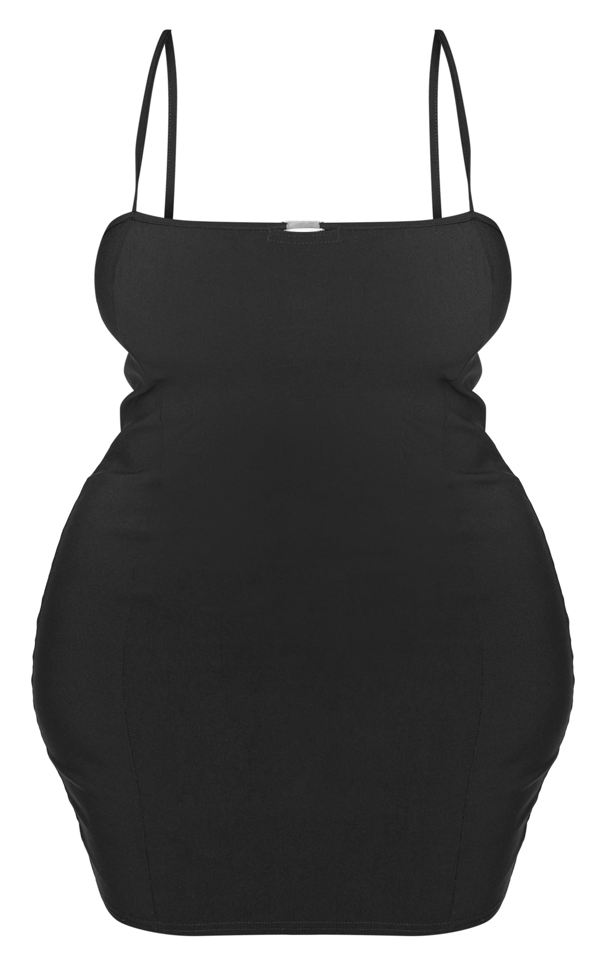 Plus Black Strappy Metal Trim Detail Bodycon Dress Product Image