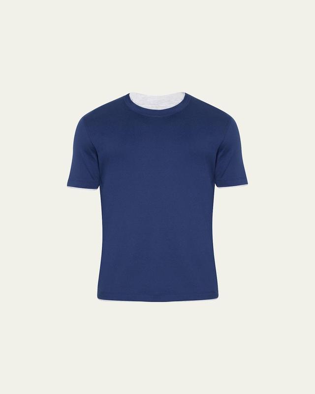 Mens Crewneck T-Shirt with Faux-Layering Product Image