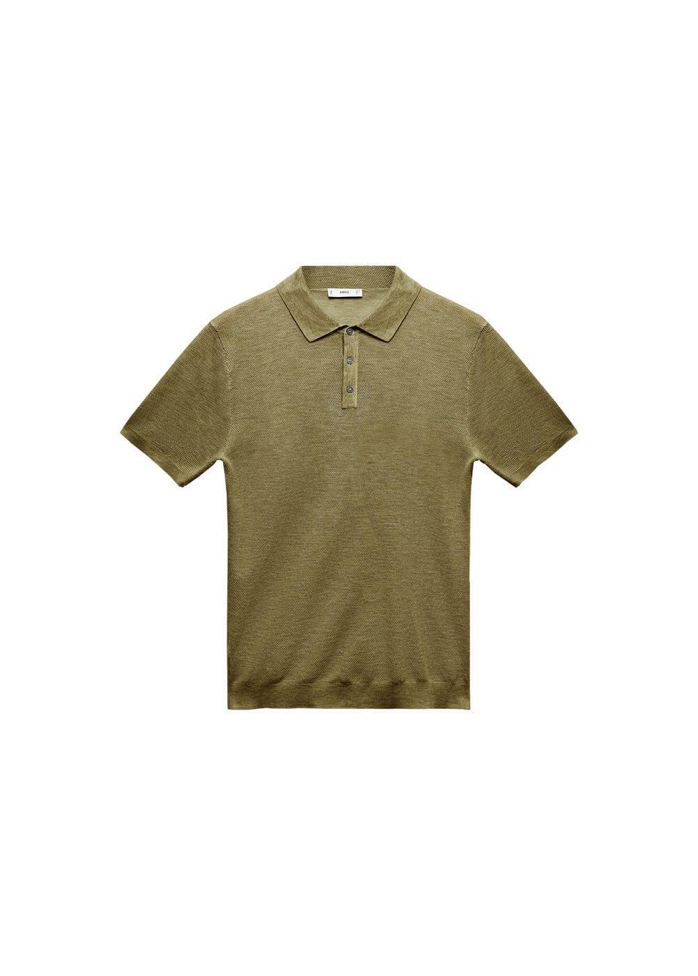 MANGO MAN - Buttoned micro-structure knitted polo shirt khakiMen Product Image