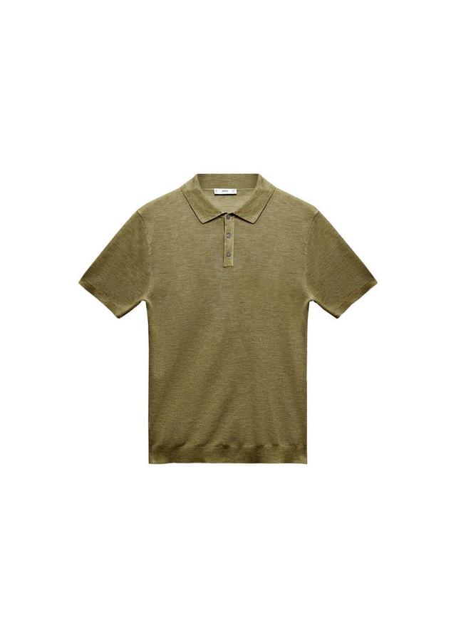 MANGO MAN - Buttoned micro-structure knitted polo shirt khakiMen Product Image