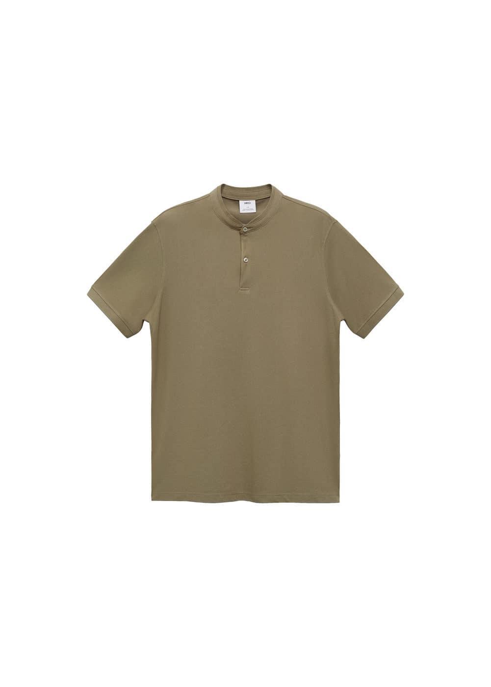 MANGO MAN - Cotton pique polo shirt with mao collar khakiMen Product Image